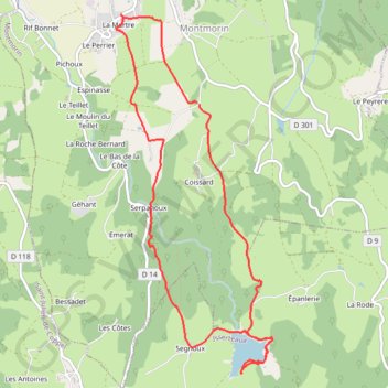Itinéraire Montmorin, distance, dénivelé, altitude, carte, profil, trace GPS
