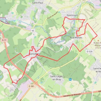 Itinéraire Beauvaisis - Le bois de Belloy, distance, dénivelé, altitude, carte, profil, trace GPS