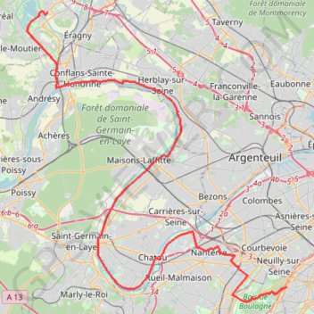 Itinéraire Paris-Etoile-Cergy, distance, dénivelé, altitude, carte, profil, trace GPS