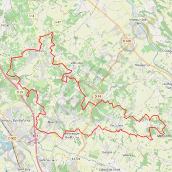 Itinéraire Boucle dans le Frontonnais, distance, dénivelé, altitude, carte, profil, trace GPS