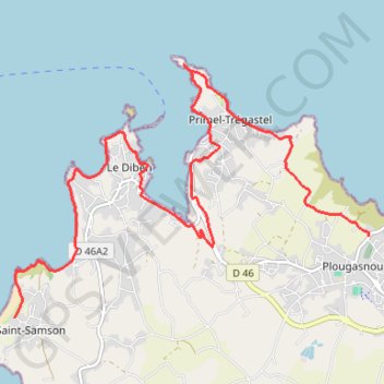 Itinéraire Tour du Trégor morlaisien GR380 - GR34D: Plougasnou - Saint-Samson, distance, dénivelé, altitude, carte, profil, trace GPS