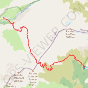 Itinéraire Du refuge des Souffles au Désert-en-Valjouffrey, distance, dénivelé, altitude, carte, profil, trace GPS