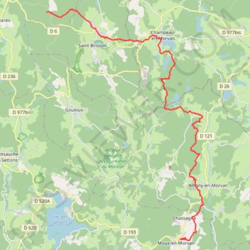Itinéraire Tour du Morvan - De Moux à Saint-Brisson, distance, dénivelé, altitude, carte, profil, trace GPS