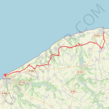 Itinéraire Saint-Valery-en-Caux / Fécamp, distance, dénivelé, altitude, carte, profil, trace GPS