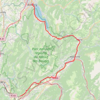 Itinéraire Annecy -> Montmélian (85,5 km)-15483424, distance, dénivelé, altitude, carte, profil, trace GPS