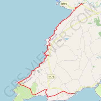 Itinéraire Cliffs of Moher - Stookeen Cliff, distance, dénivelé, altitude, carte, profil, trace GPS