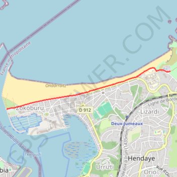 Itinéraire Hendaye - Plage des Deux Jumeaux - Estuaire de la Bidassoa, distance, dénivelé, altitude, carte, profil, trace GPS