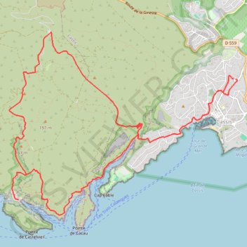 Itinéraire Cassis - Gardiole - Vau, distance, dénivelé, altitude, carte, profil, trace GPS