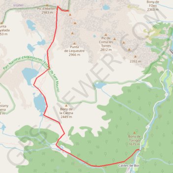 Itinéraire Besiberri Sud depuis Caldes de Boí, distance, dénivelé, altitude, carte, profil, trace GPS
