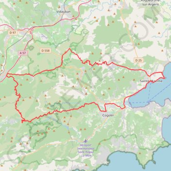 Itinéraire Cogolin Gonfaron, distance, dénivelé, altitude, carte, profil, trace GPS