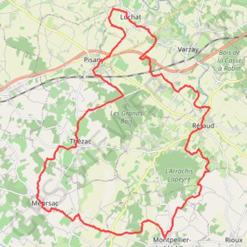 Itinéraire Retaud Meursac Tézac Luchat, distance, dénivelé, altitude, carte, profil, trace GPS