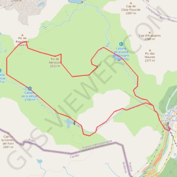 Itinéraire Pic de Nérassol depuis l'Hospitalet, distance, dénivelé, altitude, carte, profil, trace GPS