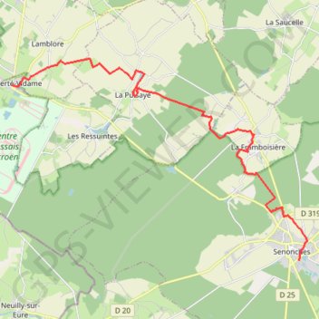 Itinéraire Autour de la forêt - Senonches, distance, dénivelé, altitude, carte, profil, trace GPS