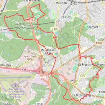Itinéraire Sentier des deux Forêts - Meudon et Verrières, distance, dénivelé, altitude, carte, profil, trace GPS