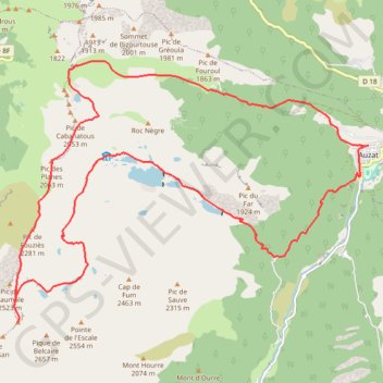 Itinéraire Pic Rouge de Bassiès depuis Auzat, distance, dénivelé, altitude, carte, profil, trace GPS