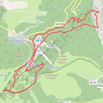 Itinéraire Saint Martin Vésubie - Pic de Colmiane - retour par le vallon du Vernet, distance, dénivelé, altitude, carte, profil, trace GPS