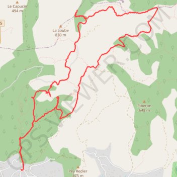 Itinéraire Rando la Loube - La Roquebrussane (83-Var), distance, dénivelé, altitude, carte, profil, trace GPS
