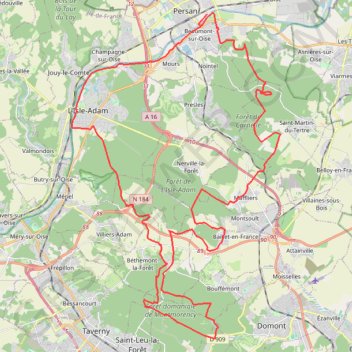 Itinéraire Randonnée des 3 forêts - Persan, distance, dénivelé, altitude, carte, profil, trace GPS
