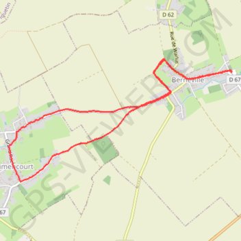 Itinéraire Berneville Simencourt, distance, dénivelé, altitude, carte, profil, trace GPS