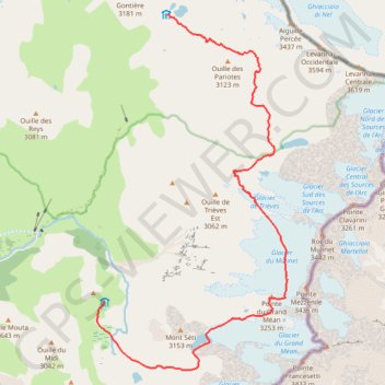 Itinéraire Carro Evettes, distance, dénivelé, altitude, carte, profil, trace GPS