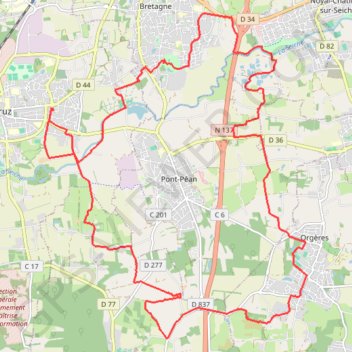Itinéraire Bruz - Chartres de Bretagne - Orgères, distance, dénivelé, altitude, carte, profil, trace GPS