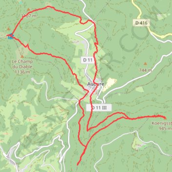 Itinéraire Randonnée au départ d'Aubure, distance, dénivelé, altitude, carte, profil, trace GPS