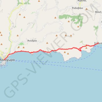 Itinéraire De Sougia à Paleochora, distance, dénivelé, altitude, carte, profil, trace GPS