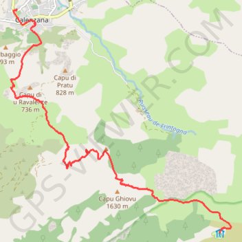 Itinéraire Calenzana - Refuge de l'Ortu di u Piobbu, distance, dénivelé, altitude, carte, profil, trace GPS