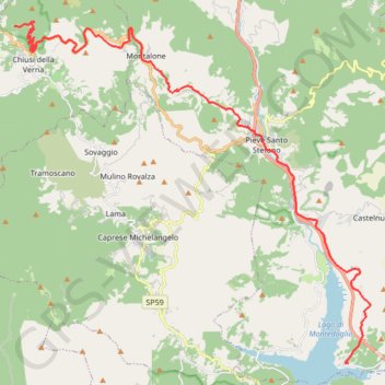 Itinéraire De Madonnuccia à la Chiusi della Verna, distance, dénivelé, altitude, carte, profil, trace GPS