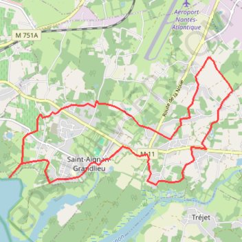 Itinéraire Saint Aignan de Grandlieu, distance, dénivelé, altitude, carte, profil, trace GPS