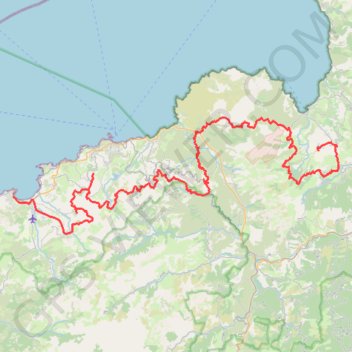 Itinéraire E02 - Saint-Florent, distance, dénivelé, altitude, carte, profil, trace GPS