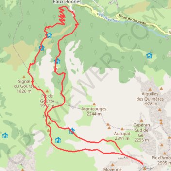 Itinéraire Grande Arcizette depuis les Eaux-Bonnes, distance, dénivelé, altitude, carte, profil, trace GPS