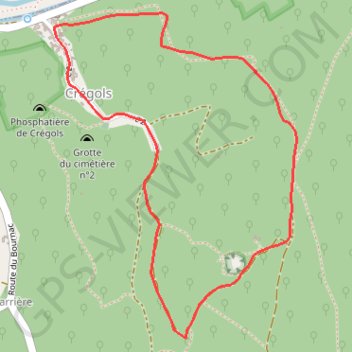 Itinéraire Igue de Crégols, distance, dénivelé, altitude, carte, profil, trace GPS