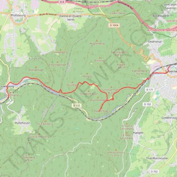 Itinéraire De Lutzelbourg à Saverne par Schweizerhof, Rappenfels et Grotte-Saint-Vit, distance, dénivelé, altitude, carte, profil, trace GPS