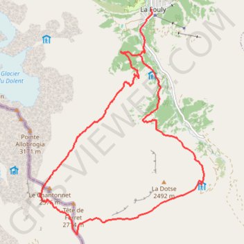 Itinéraire Randonnée Col ferret, distance, dénivelé, altitude, carte, profil, trace GPS