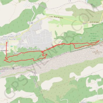 Itinéraire Plan d'Aups 3 grottes, distance, dénivelé, altitude, carte, profil, trace GPS