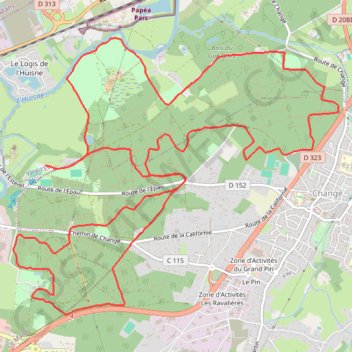 Itinéraire Bois de Changé - Le Mans, distance, dénivelé, altitude, carte, profil, trace GPS