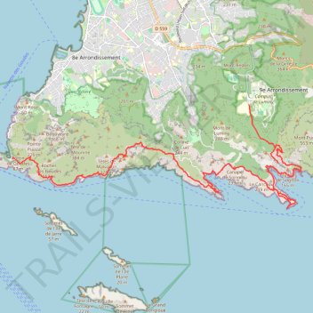 Itinéraire Sugiton - les goudes, distance, dénivelé, altitude, carte, profil, trace GPS