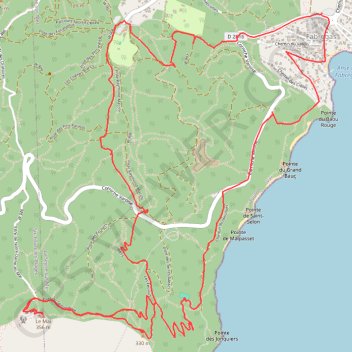 Itinéraire Cap Sicié, distance, dénivelé, altitude, carte, profil, trace GPS