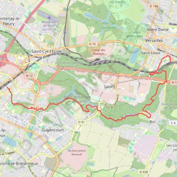 Itinéraire De Saint Quentin en Yvelines à Versailles, distance, dénivelé, altitude, carte, profil, trace GPS