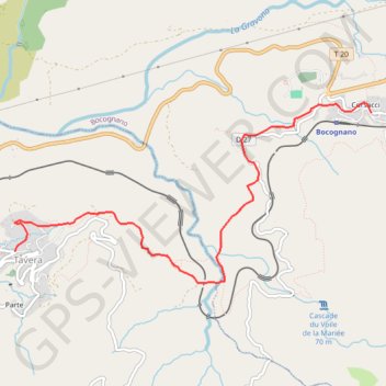 Itinéraire Tavera-Bocognano A/R, distance, dénivelé, altitude, carte, profil, trace GPS