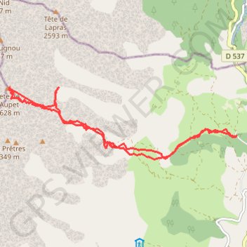 Itinéraire Tête de l'Aupet en AR depuis le Mas (Dévoluy), distance, dénivelé, altitude, carte, profil, trace GPS