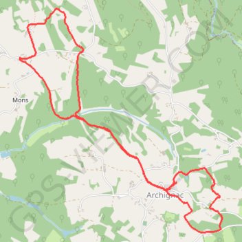 Itinéraire Randonnée d'Archignac - Boucle d'Esperier, distance, dénivelé, altitude, carte, profil, trace GPS