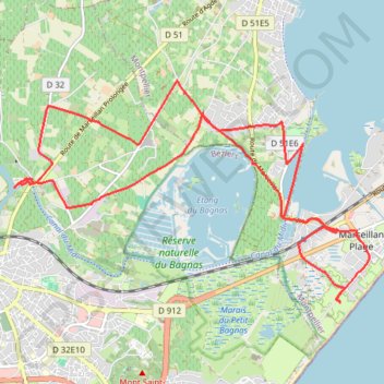 Itinéraire Marseillan, distance, dénivelé, altitude, carte, profil, trace GPS