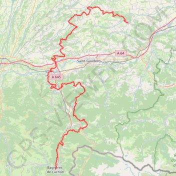 Itinéraire Aurignac - Bagnères-de-Luchon, distance, dénivelé, altitude, carte, profil, trace GPS