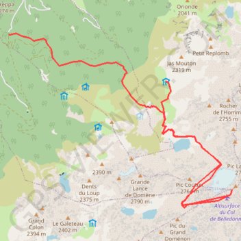 Itinéraire La Croix de Belledonne depuis Jean Collet, distance, dénivelé, altitude, carte, profil, trace GPS