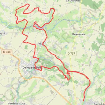 Itinéraire Rando 43 km pompiers de celles par melle, distance, dénivelé, altitude, carte, profil, trace GPS