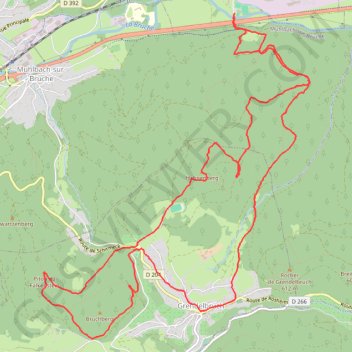 Itinéraire Urmatt - Hahnenberg - Piton Falkenstein - Urmatt, distance, dénivelé, altitude, carte, profil, trace GPS