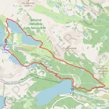 Itinéraire Les lacs de la Réserve Naturelle de Néouvielle, distance, dénivelé, altitude, carte, profil, trace GPS