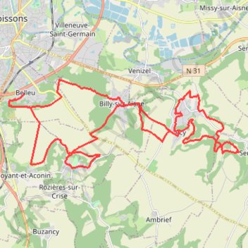 Itinéraire Vallées et vallons du soissonnais, distance, dénivelé, altitude, carte, profil, trace GPS